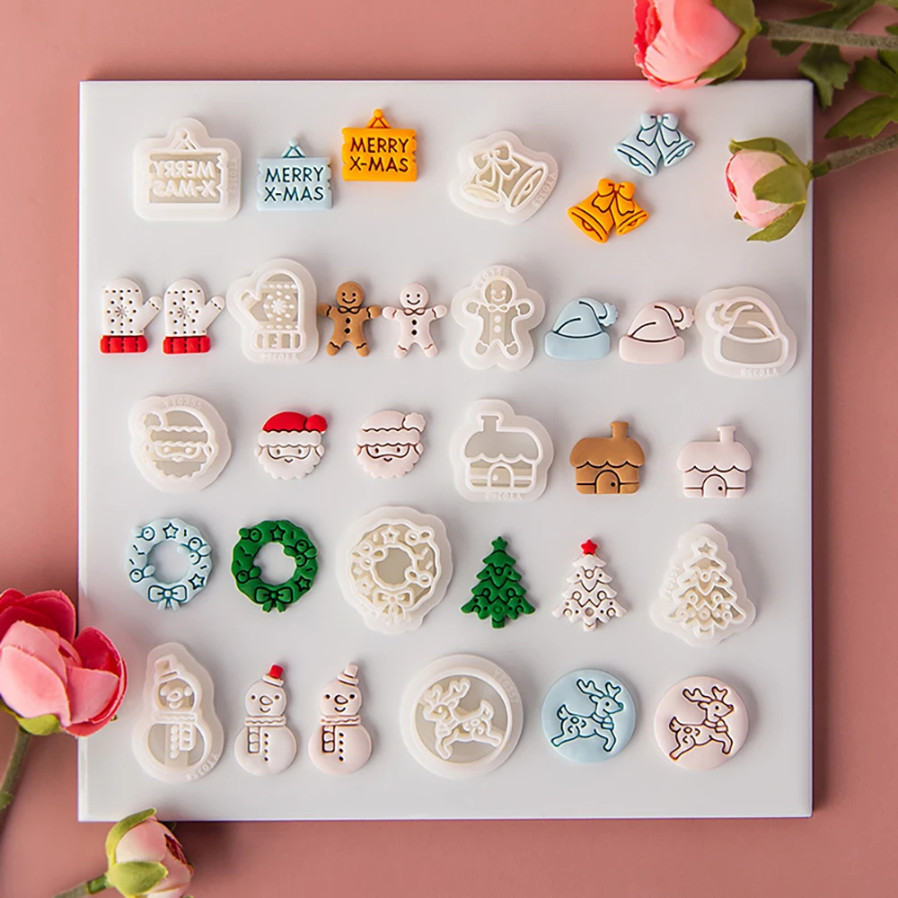 

Christmas Series Polymer Clay Cutter Deer Snowflake Santa Claus Gingerbread Man Cutting Die Earring Jewelry Pendant Making Decor