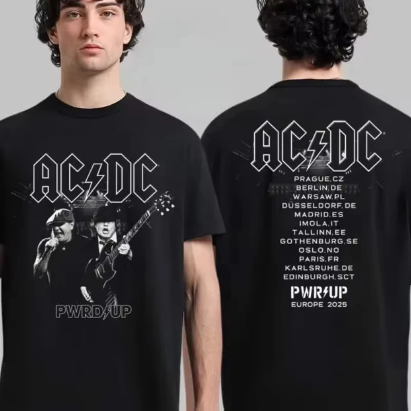 

ACDC Back in Black Back in North America PWR UP Tour 2026 Summer Unisex T-Shirt Best-selling Men Women Loose Cotton Ins Y2k Tops