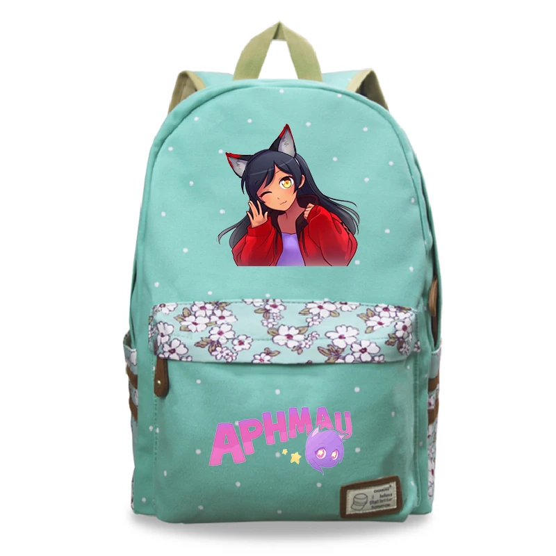 Aphmau-mochila escolar con estampado Floral para niño y niña, morral para estudiantes de primaria, mochila para ordenador portátil de viaje a la moda