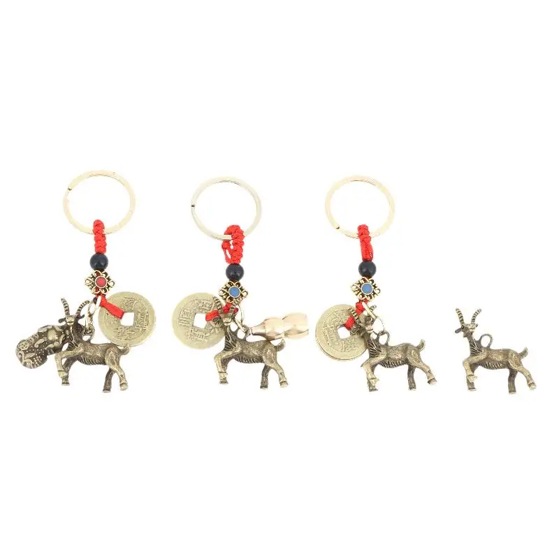 Neujahr 2027 Schaf-Glücksanhänger Schlüsselanhänger Pi Xiu Feng Shui Reichtum Schlüsselring Vintage Roter Schnurknoten Taschenanhänger Schmuck Geschenk – Detail 11