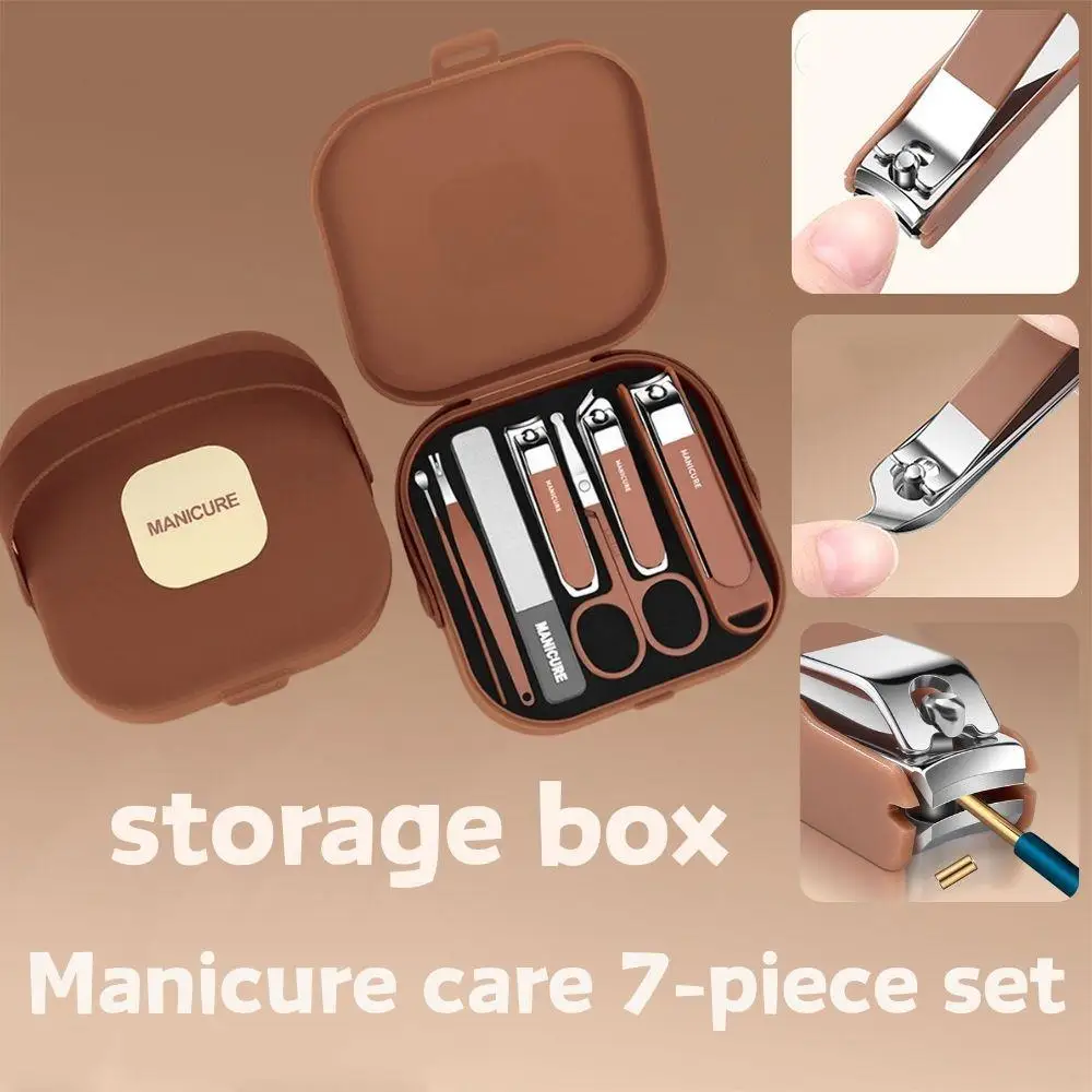 Ensemble de coupe-ongles anti-éclaboussures, 7 pièces, Kit de pédicure de soins des ongles durables en acier inoxydable, outil de Protection, ensembles de manucure