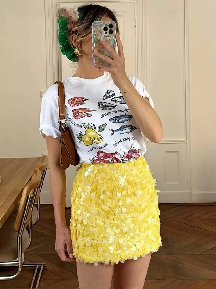 

Sexy Sequin Mini Skirt Women Fashion Party Slim Hip Package Female Short Skirts 2025 Summer Street Club Shining Lady Skirt