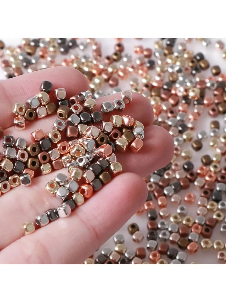 800 Stück CCB-Quadratperlen mit abgerundeten Ecken, 3 mm, gemischte Farben, für DIY-Schmuck, Halskettenherstellung, Zubehör