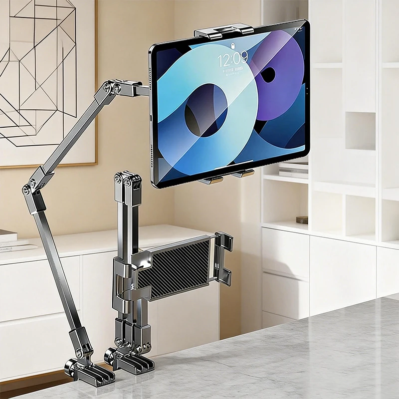 Tablet Holder for Bed with Long Metal Arm iPad Stand Tablet Bracket 360° Rotating Bed Phone Mount for 4.5~12.9 inch Phone Tablet