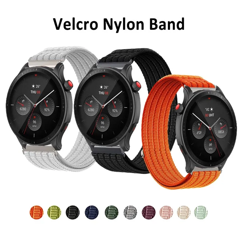 Amazfit 20mm 22mm Sport Nylon Loop Woven Strap For Huami Amazfit GTR mini / GTR 4 3 Pro 2 2E / Balance 2 3 Ultra Wristband