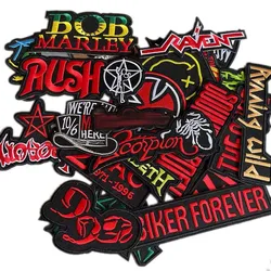 11PCS Punk Rock Band Music Fusible Stickers Embroidery Applique Badge Iron On Patches,Clothing Thermoadhesive Patch For Clothes