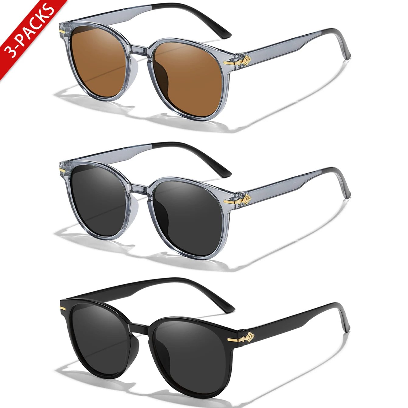 3 Paar Unisex-Vintage-Sonnenbrillen mit UV-Schutz, lässige Retro-Brillen für Outdoor-Sportarten, Laufen, Wandern, Radfahren
