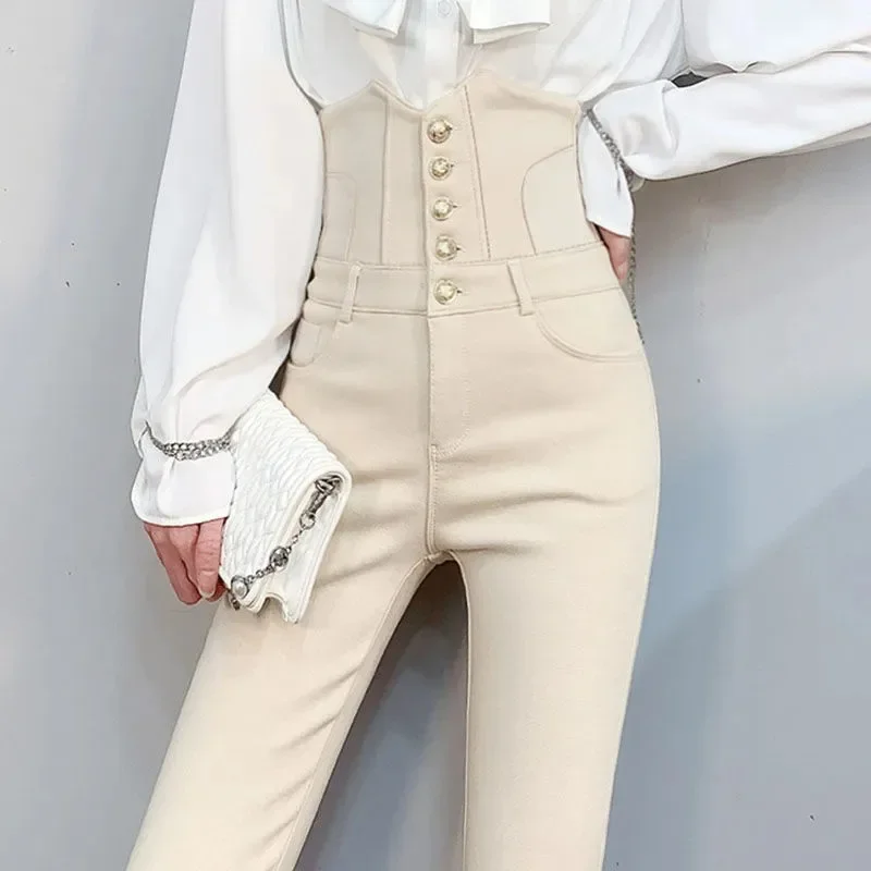 Women Korean Elastic Tight Waist Pencil Jeans Fashion Spring Summer New Denim Pants M451