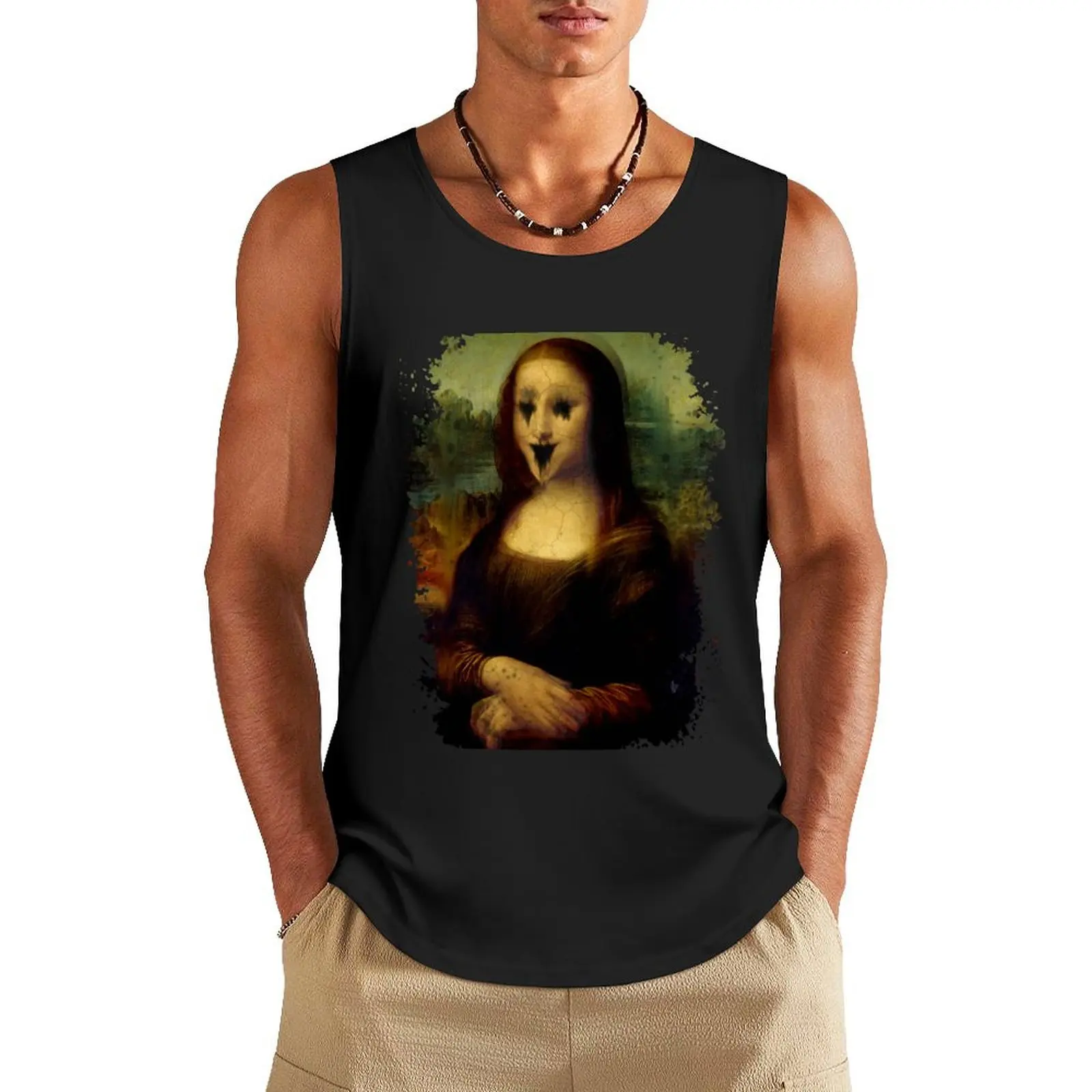 Haunted Mona Lisa Tank Top anime t-shirts Sportswear for men gym wear men T-shirt man