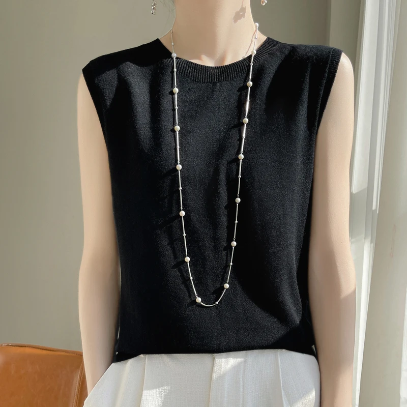 2024 New Cashmere Vest Women Pullover Sleeveless Cashmere Vest Sweater O-Neck Waistcoat