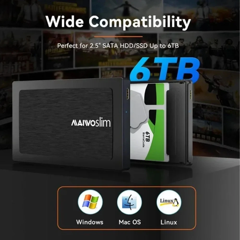 마이워 HDD 케이스 2.5인치 SATA to USB 3.1 어댑터 알루미늄 외장 하드 드라이브 인클로저 리더 SSD 디스크 HDD 박스 케이스 HD HDD 케이스