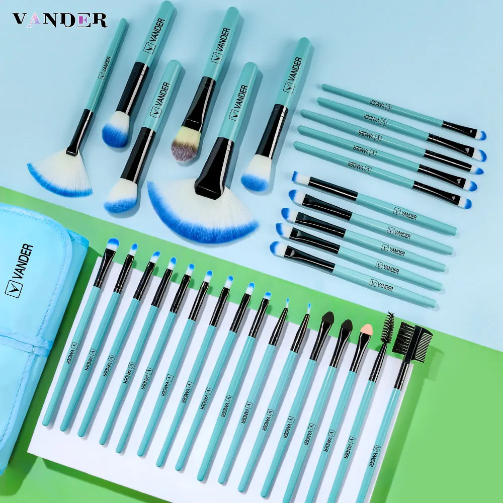VANDER 32 Piece Makeup Brush Set Premium Natural Hair Beauty Cosmetic Foundation Face Powder Eyeshadow Blush Makeup Brushes Blue