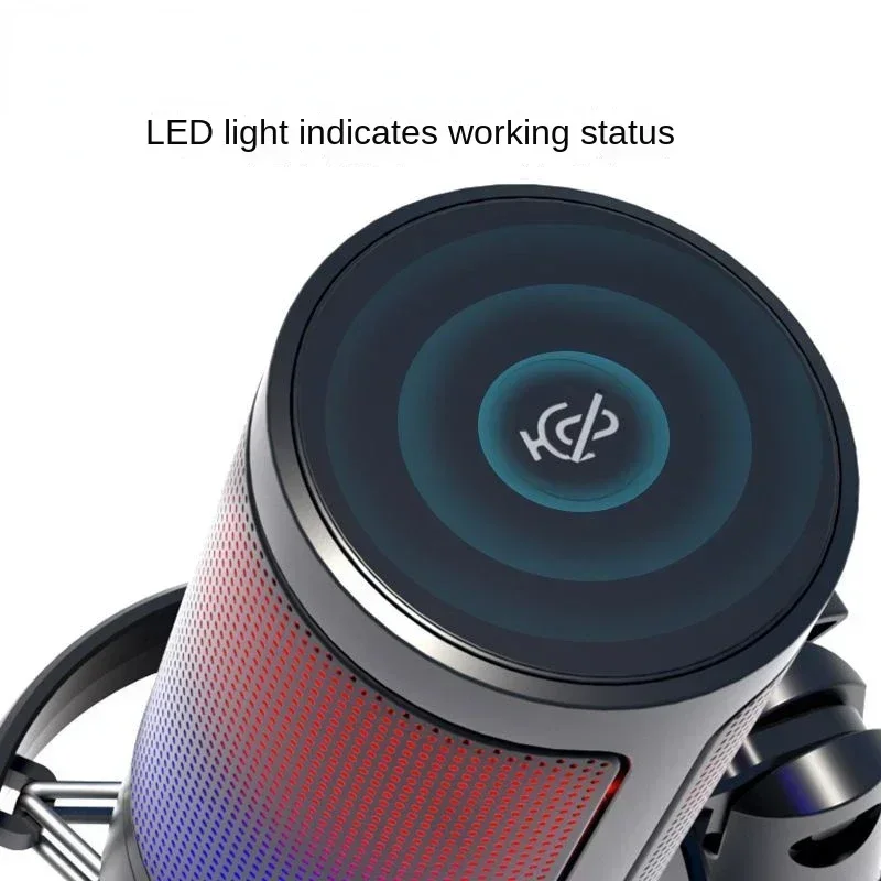 Headphone Output and Touch-Mute Button RGB Hypercardioid Microphone USB Microphone for Recording and Streaming on PC and Mac