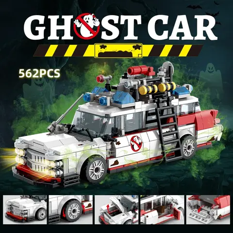 Mini Ghost Racing Car Building Blocks 562PCS MOC RetroAmbulance Bricks DIY Assembly Toy Adults Halloween Christmas Birthday Gift