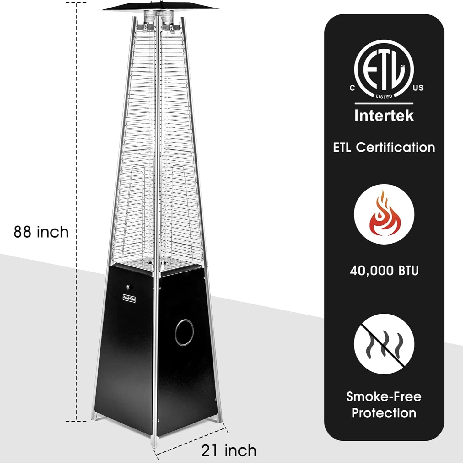 Outdoor Patio Heater with Reflector Shield, 40,000 BTU Propane Patio Heater with Wheels for Commercial, Residential, Garden