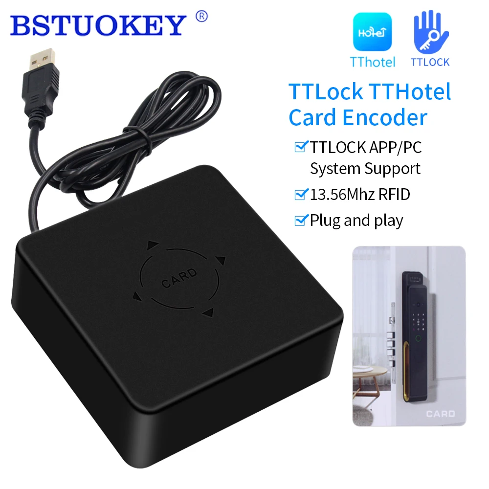 

TTLOCK Smart Card Encoder NFC 13.56Mhz M1 Card Reader Writer RFID Chip Scanner E5 Work with TTHotel TTRental System App Software