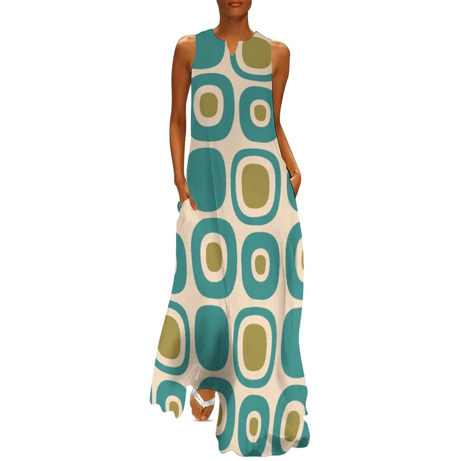 

Colorful Retro Mid Century Modern Garden Path Pattern 147 Long Dress evening dress women luxury woman party dress