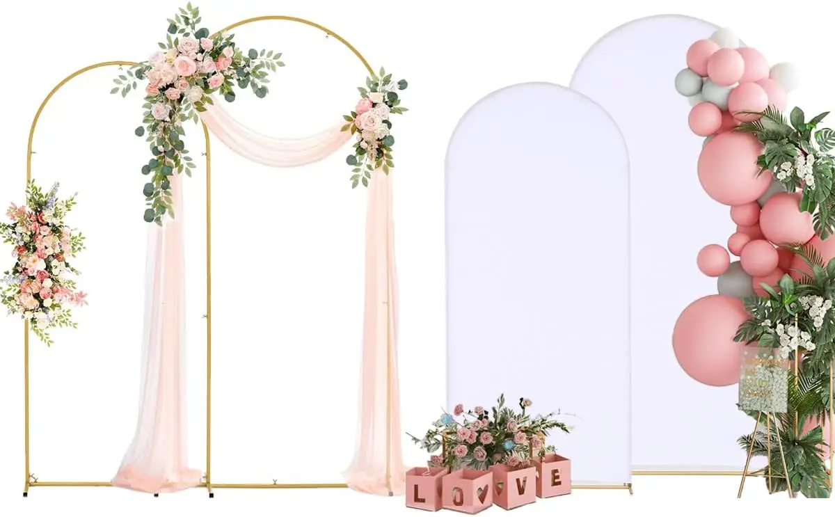 

Arch Backdrop Stand and Cover Set 6.6FT 6FT Wedding Arch Frame Balloon Arch Stand for Birthday Party Graduation Decorations