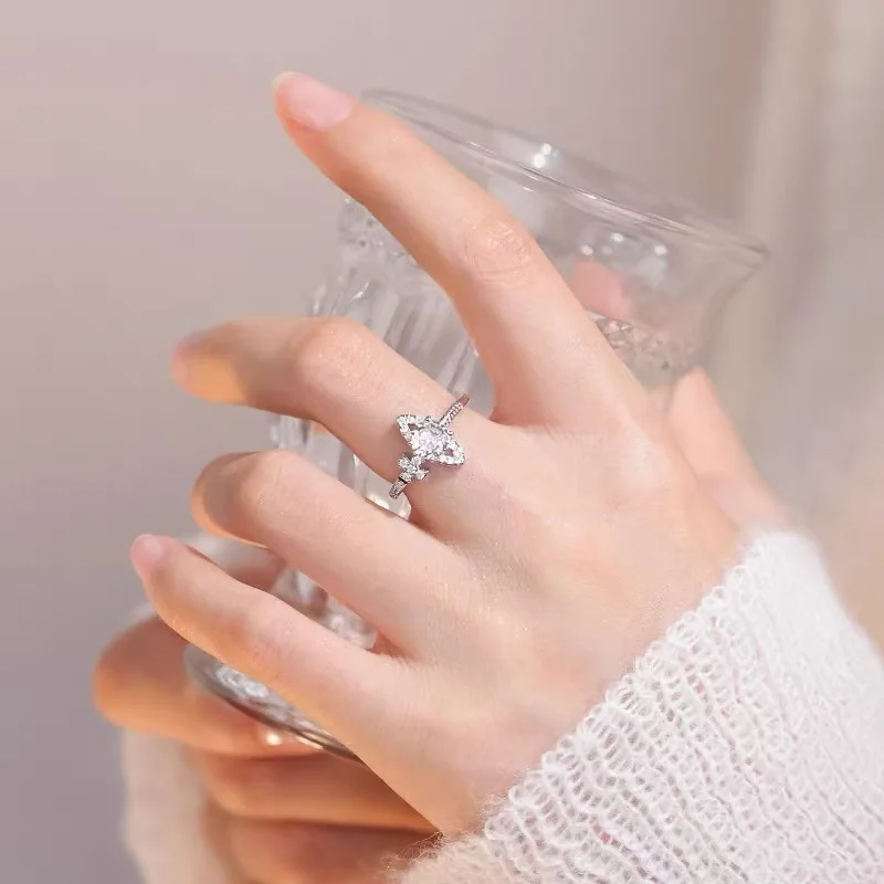 Saturn Zircon ring for women, with a light luxury and fashionable style is an open ring that goes well with Internet celebrities