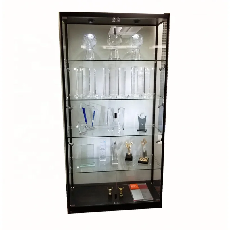 custom.Best Sale Commercial Tall  Glass Display Cabinet 4 Glass Shelves Smoke Store Display Showcase Fixture with Door