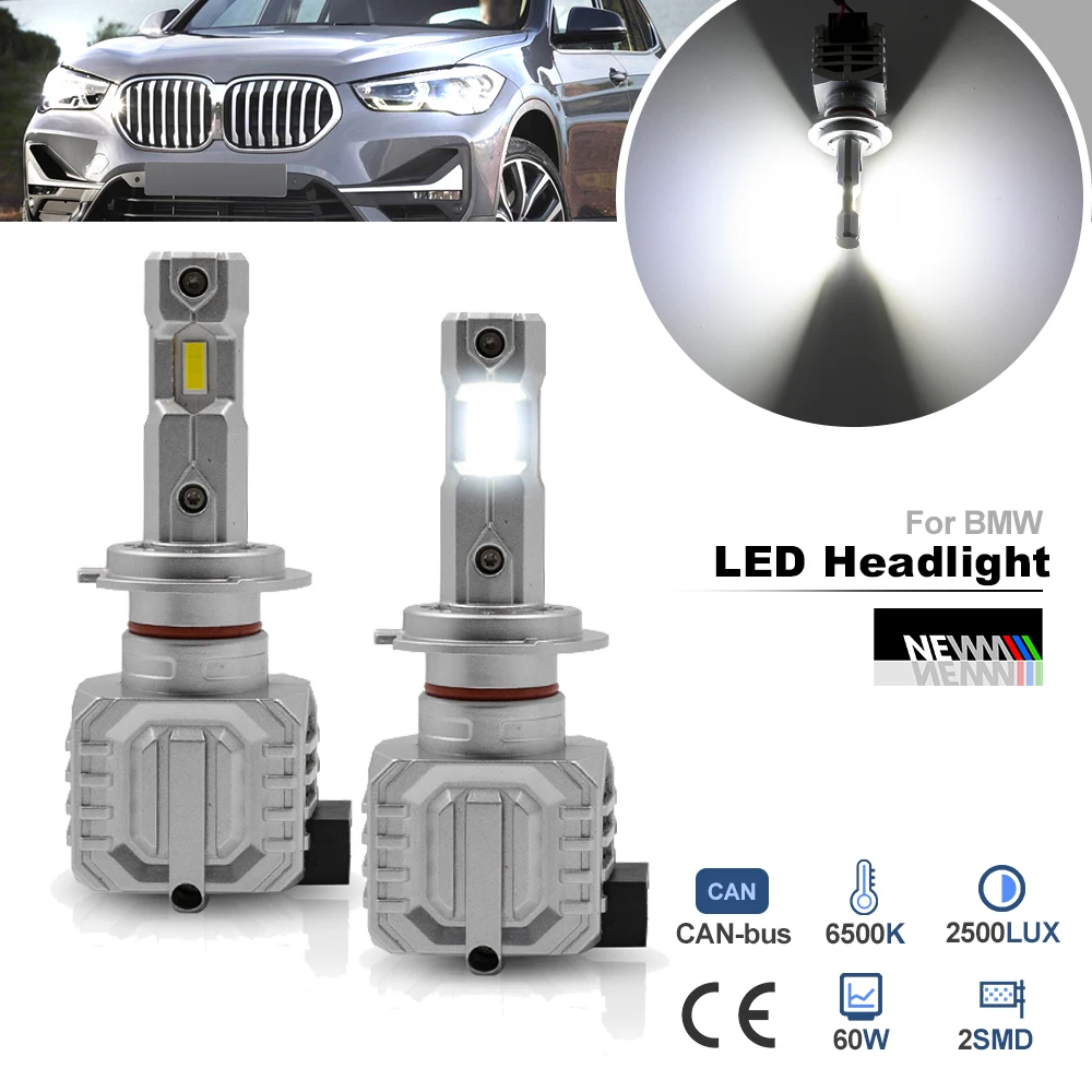 

For BMW X1 F48 2015-22 LED H7 Dipped Beam Bulb Headlamp 25V Canbus Bimmer Anti Flicker Low Beam Lamp Vacuum Heat Pipe Headlight