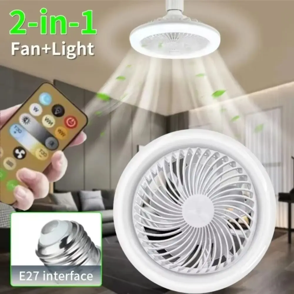 

E27 Screw Ceiling Fan Light 2-in-1 Silent Ceiling Fan Lamp 30W Three-speed Mode Creative Lighting Fan Suitable for Living Room