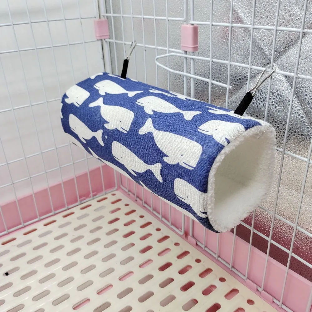 Hamster Tunnel Hammock for Small Animals Cute Cartoon Printing Hanging Cage Swing Sleeping Bed Nest House Squirrel Rat Toy