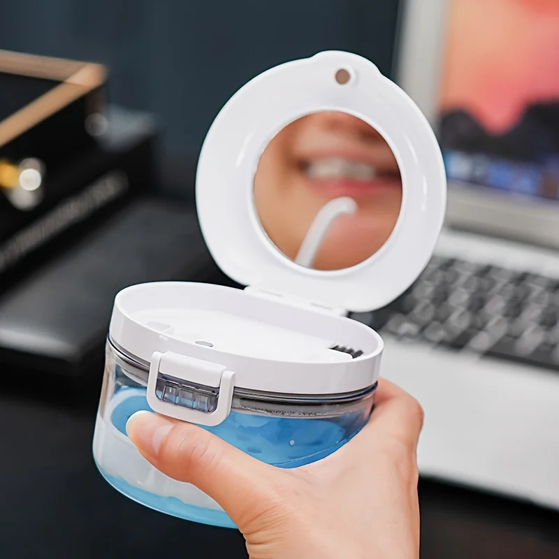 Portable Orthodontic Retainer Case Multi-layer Invisible Braces Storage Box Soaking Teeth Denture Cleaning with Brush Container