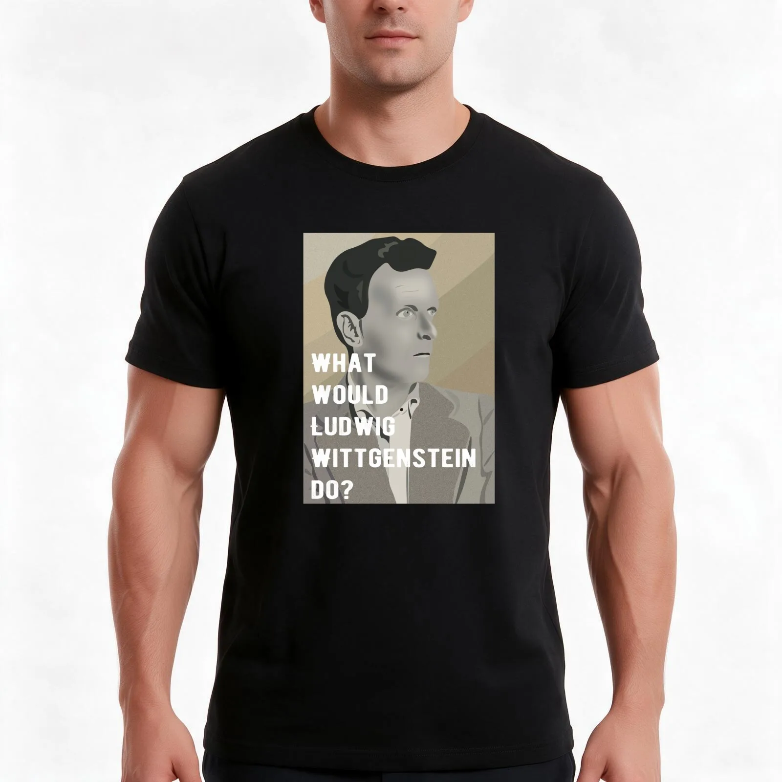 What would Ludwig Wittgenstein do portrait T-Shirt, Summer Casual Cotton Tee, Oversized Streetwear Tops, Vintage Graphic Print