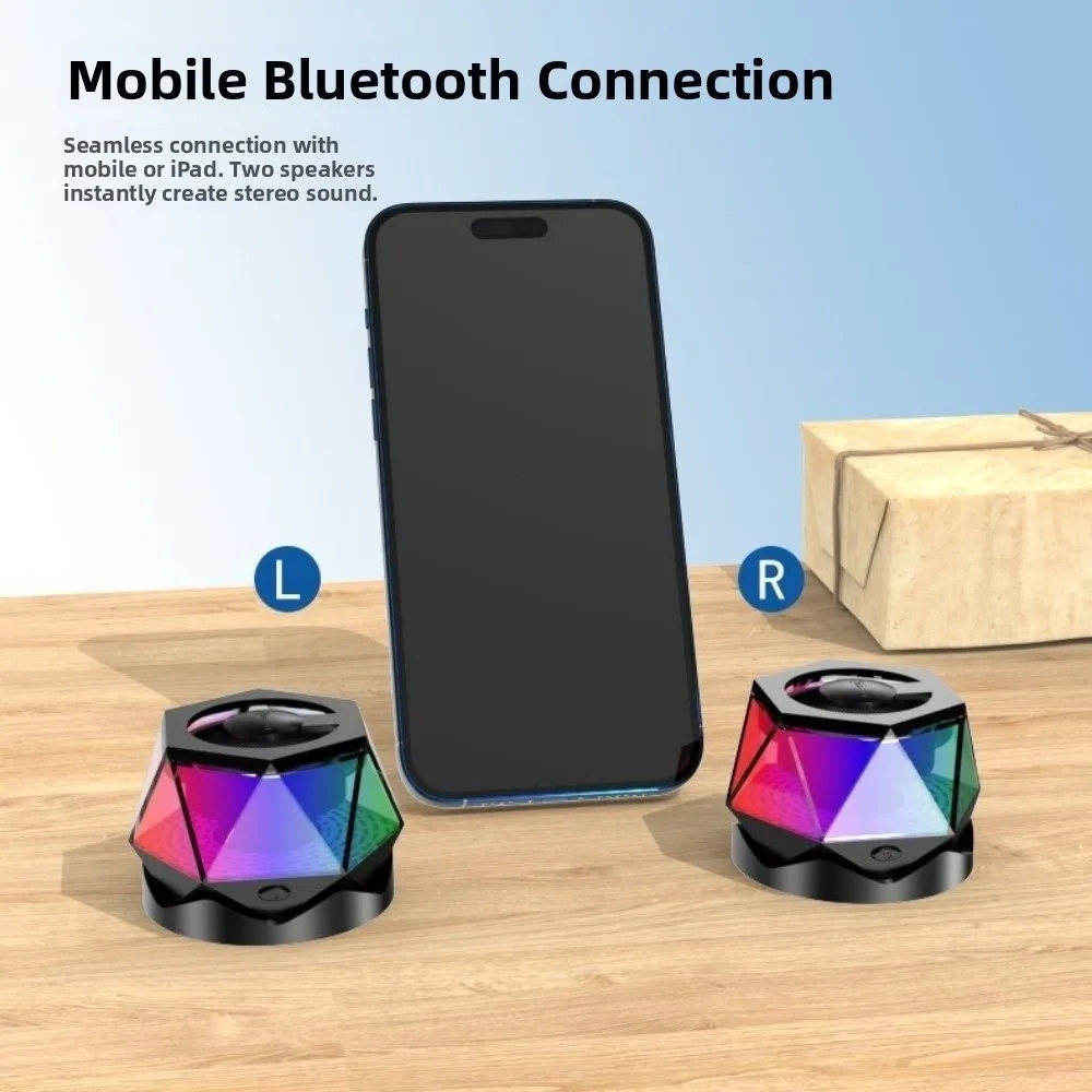 

Portable RGB Bluetooth Magnetic Speaker Mini Multifunction Sound Box LED Lights Phone Stand Pairing Speakers Gifts