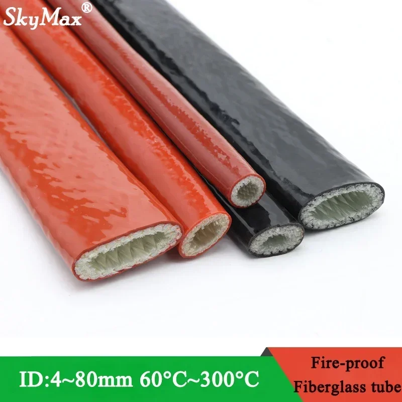 

High Temperature Resistant Fiberglass Tube Silicone Resin Coated Glass Fiber Braided Fireproof Sleeve Fire Retardant Casing Pipe