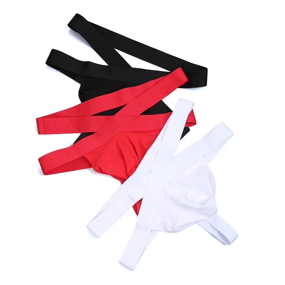 

Мужские эластичные трусы-бикини с металлическим кольцом, сексуальное нижнее белье, стринги с двойным поясом, однотонные трусы-боксеры