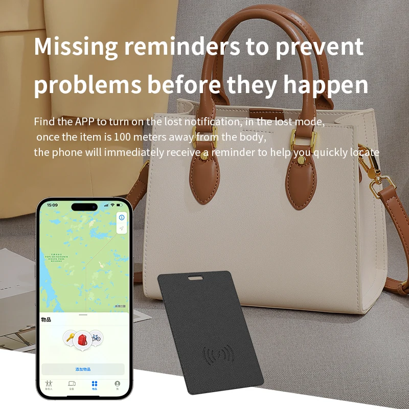 Cartão de rastreamento de carregamento sem fio inteligente à prova d'água localizador GPS carteira funciona com Apple Find My App Blootooth Mini Tracker