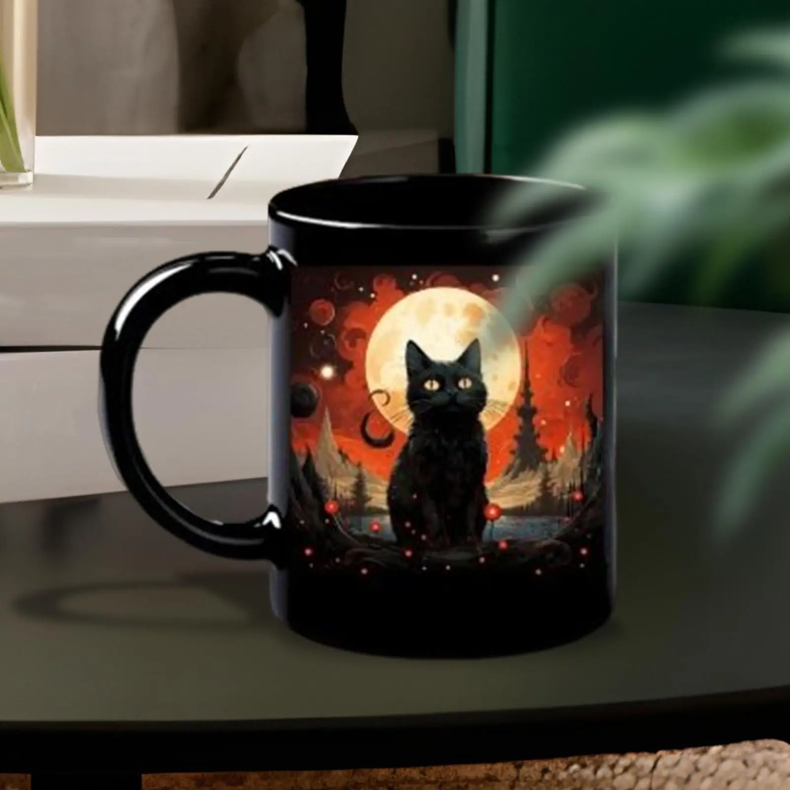 

Cat Coffee Mug Ceramic Halloween Funny Mysterious Coffee Cup Festive Cup Mug For Kids Adults Work Men Friends Beer Milk Women