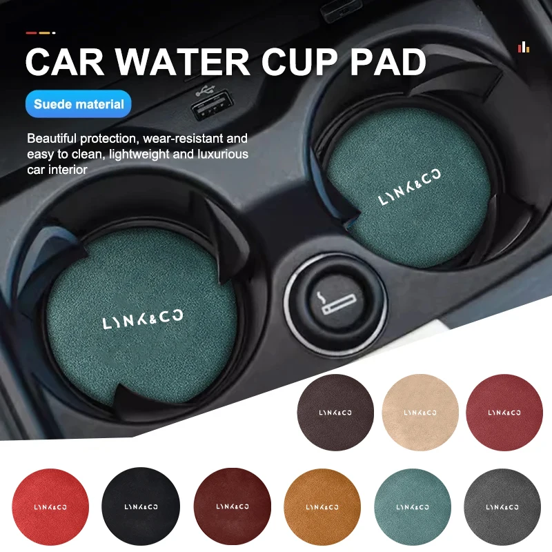 2pcs Car Suede Coaster Water Cup Holder Drink Pad Auto Interior Accessories For LYNK&CO 06 03 05 08 09 01 02 Hatchback BX11