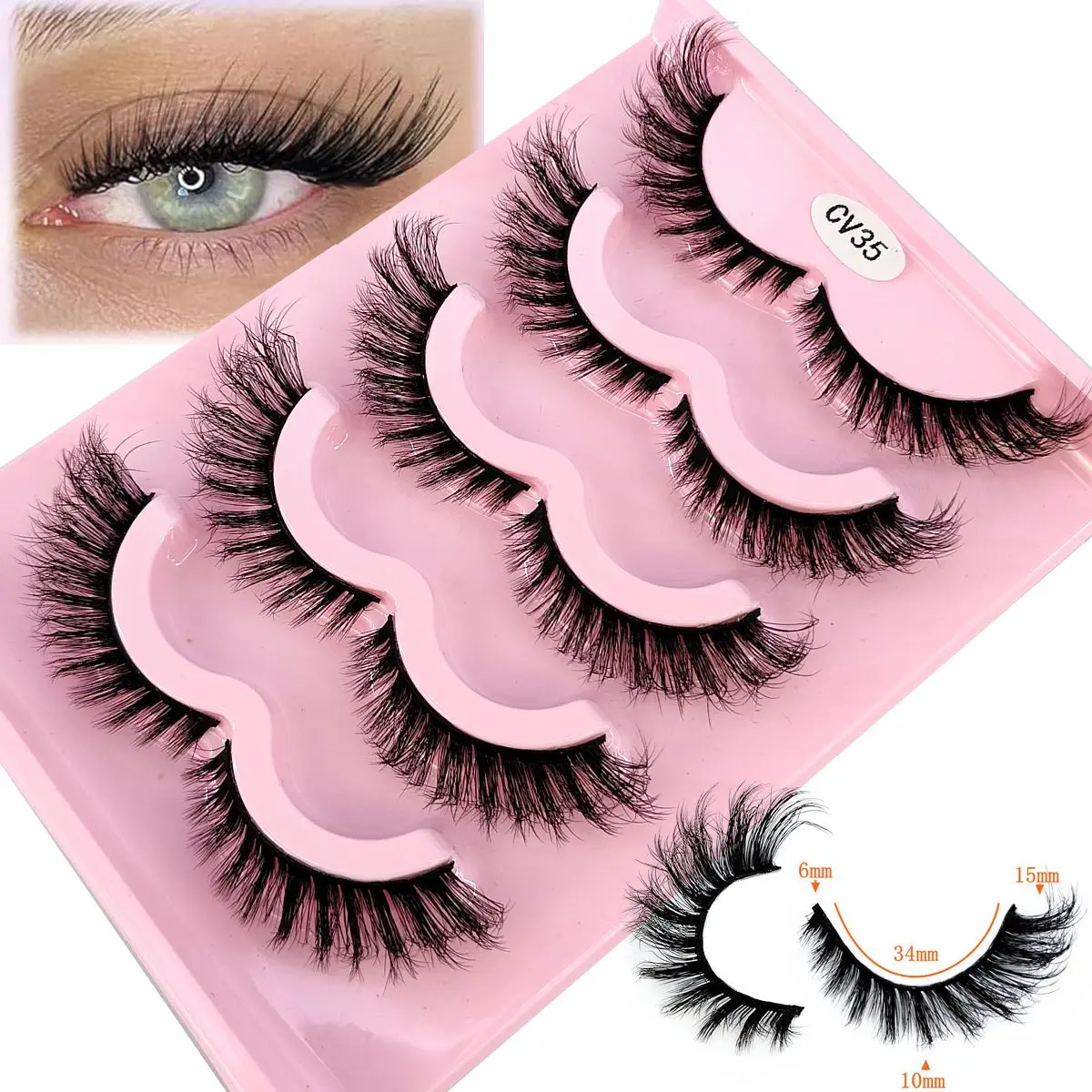 

New 5 pairs Wispy Cat Eye Lashes Natural Looking Fluffy Angel Lashes Winged Realistic Messy End Eye Elongated Thick False Lashes