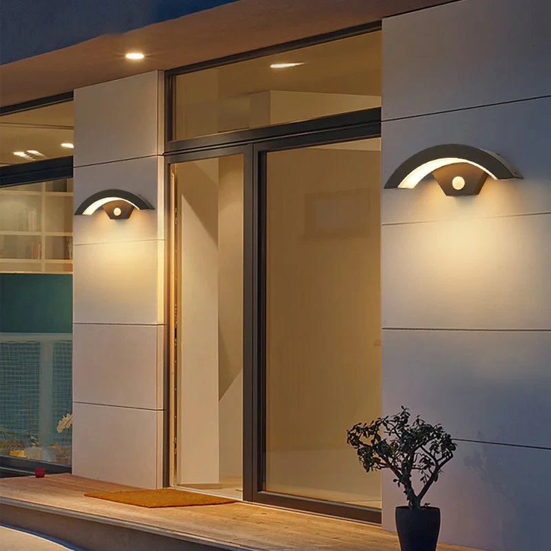 Modern Sensor Led Wall Lamp Outdoor Waterproof Front Door Garden Porch Wall Light Modern Indoor Wall Lighting Light