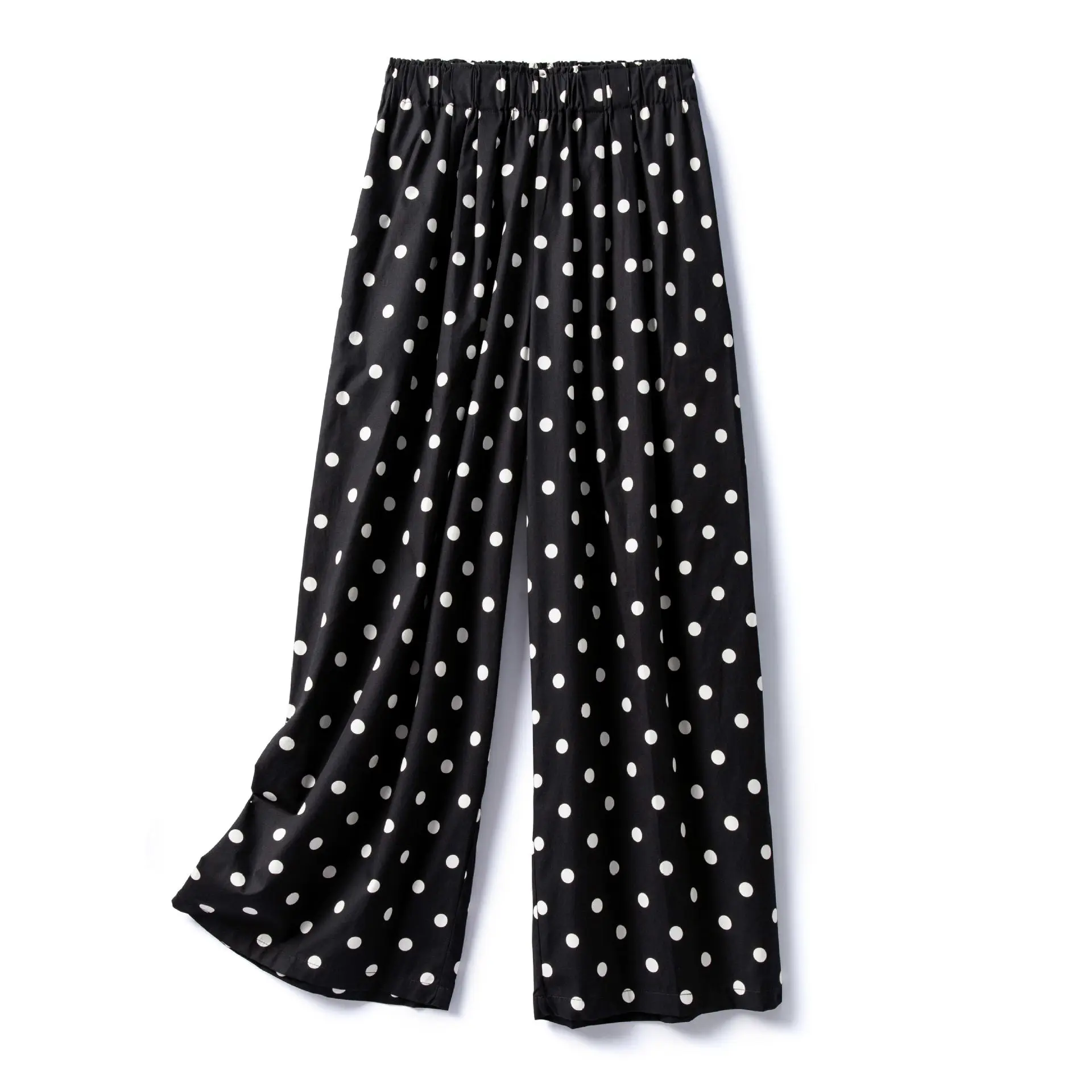 Dave&di Wave Point Elastic High Waist Loose Slimming Simple And Versatile 9% Casual Wide Leg Pants For Women In Spring