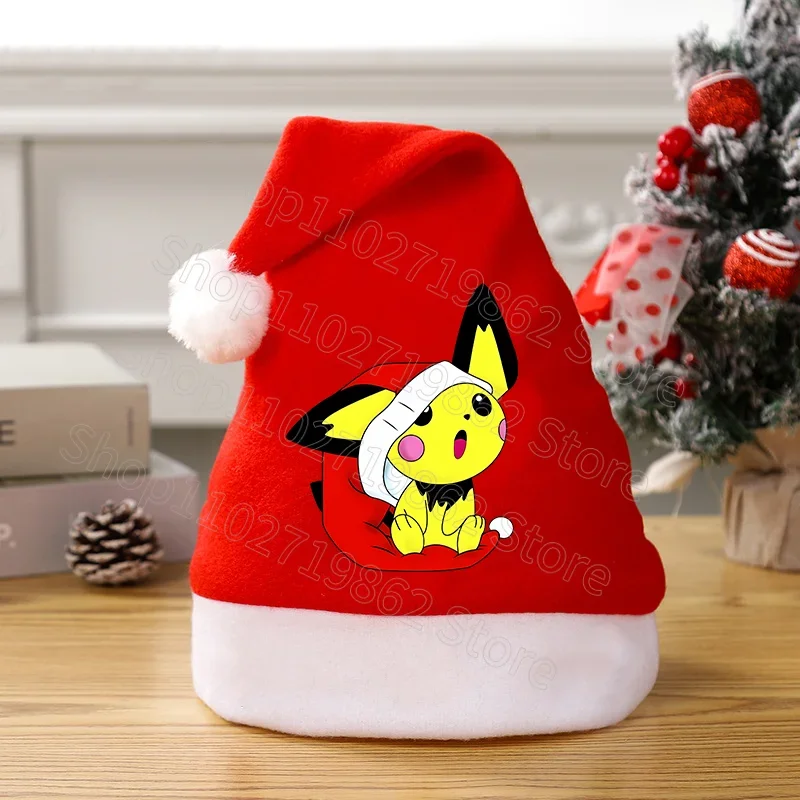 Pokemon Pikachu Christmas Ornaments Santa Hats New Year Dinner Party Home Decor Xmas Hat Cartoon Anime Derivative Peripherals