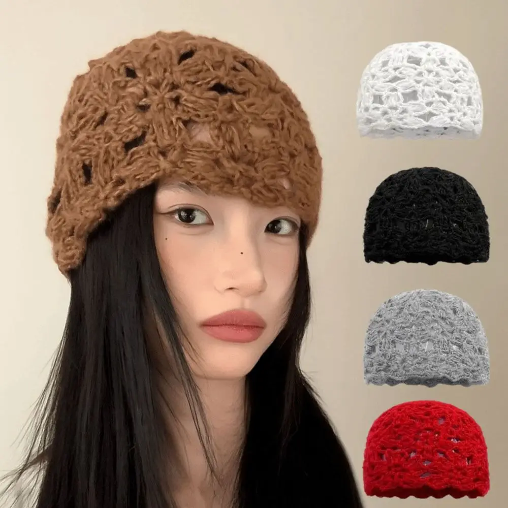 bonito-cor-solida-croche-flor-chapeu-artesanal-tecer-malha-pulover-chapeu-oco-y2k-gorros-bone-meninas