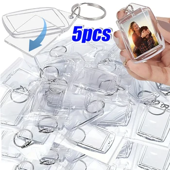 1/5 pçs transparente moldura de foto chaveiro borlas snap-in inserção personalizada foto acrílico em branco chaveiro claro imagem em branco pingente