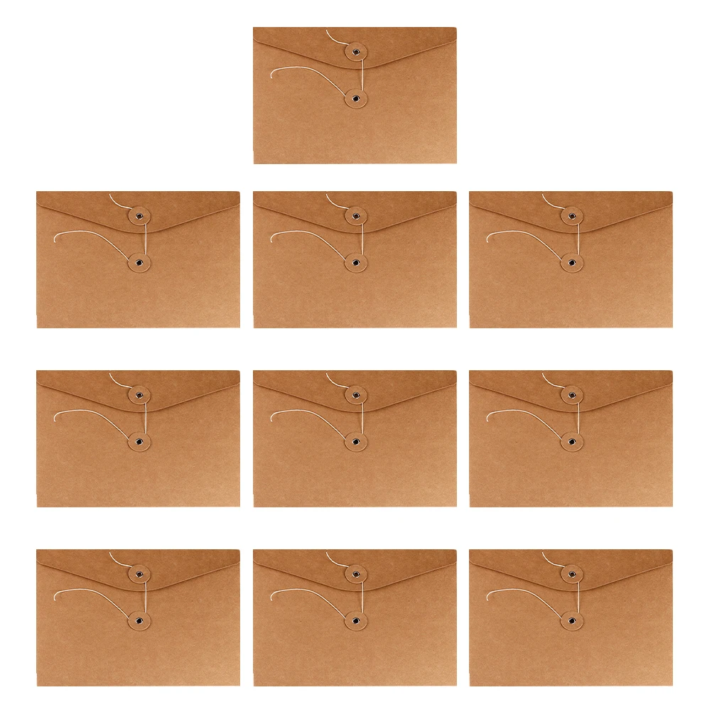 

10pcs Kraft Pockets Bag For Documents Pouch Retro Paper Bags Envelope File Packing Pouches A4 Size Sturdy Document Storage Brown