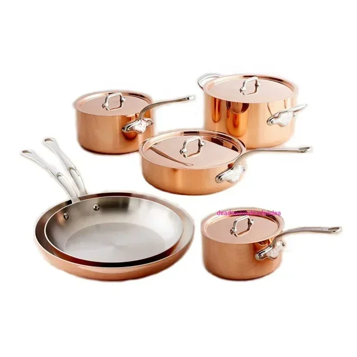 

3-слойная посуда с медным покрытием, 10 предметов, подходит для сковородок с плоским дном и индукционной плиты для домашней кухни.