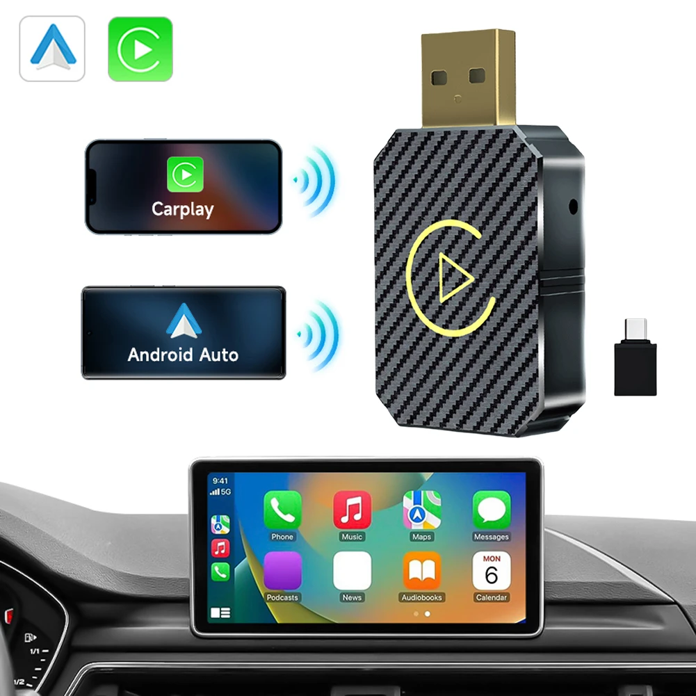 Boîtier Carplay filaire vers sans fil et Android Auto AI, connexion automatique USB Plug and Play pour voitures avec CarPlay filaire OEM Android Auto