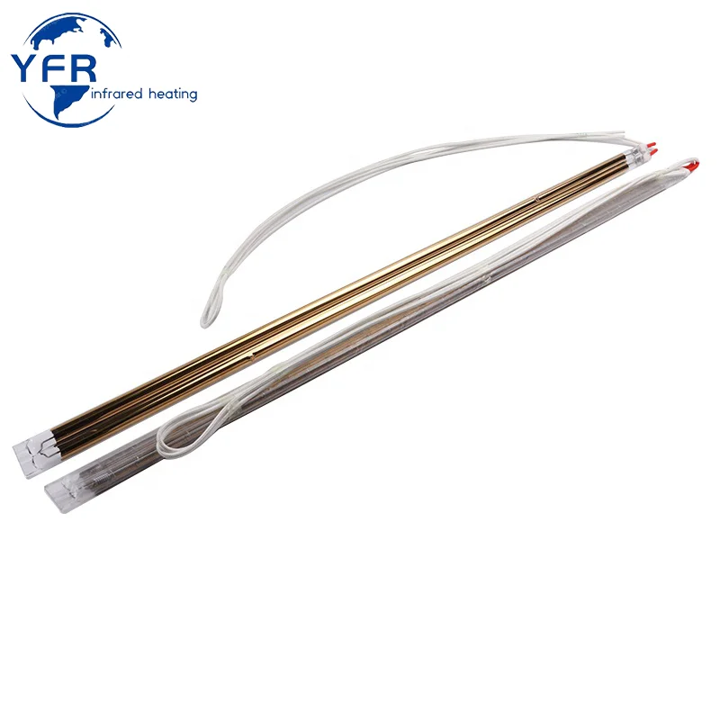 Quartz IR Emitter Infrared Lamps Heater Gold Reflector Medium Wavelength Industrial Infrared Heat Lamps，UV Lamp 380mm 2600W