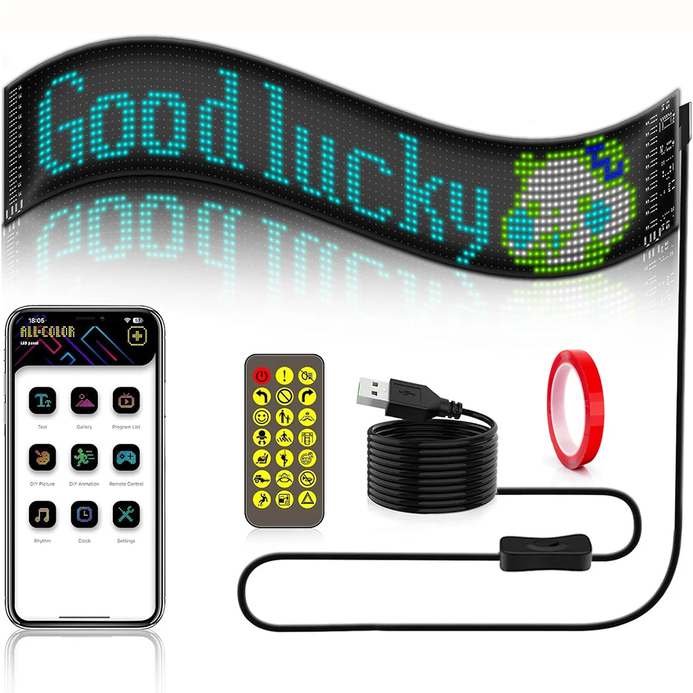 Panneau matriciel Flexible, panneau LED, yeux du diable, écran LED Programmable, texte d'animation à monter soi-même avec contrôle par application pour magasin de pare-brise de voiture