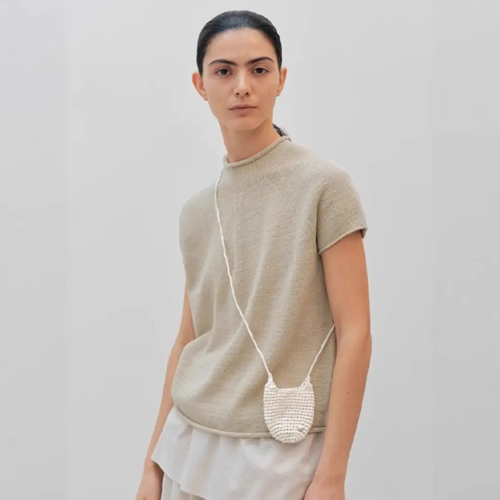 

Women's Short-Sleeved T-shirt Korean Designer Moia Knitted Shirt Top Spring/Summer New Collection TH ~ ROW