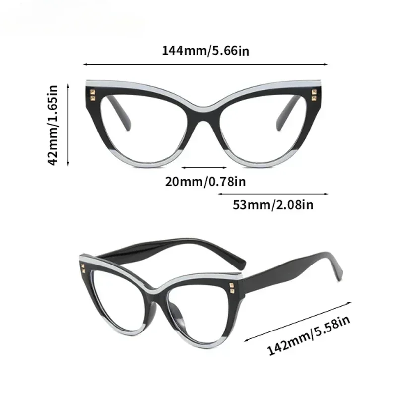 Women's Fashion Oversized Reading Glasses Unisex Luxury Design Presbyopia Plus Diopters Vintage Cat Eye Unisex Glasses