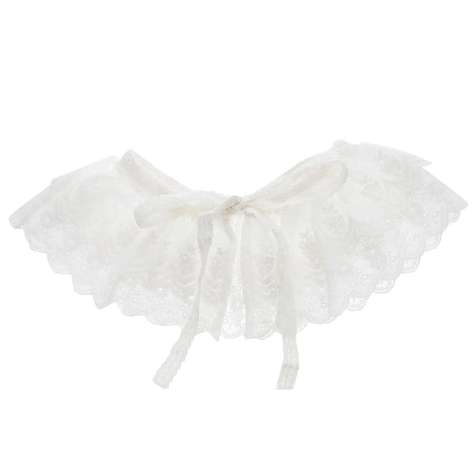 Women's Embroidered Cotton Fake Collar, Vintage White False Collar with Bowknot, Lightweight & Comfortable