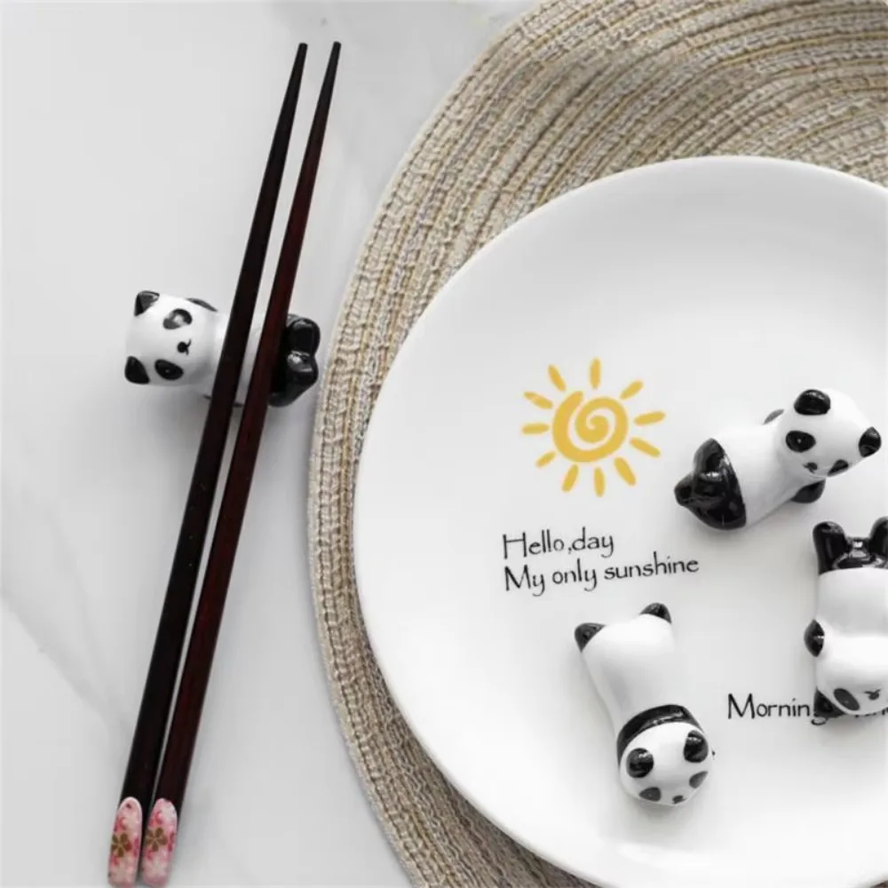 8Pcs/set DIY Panda Chopstick Holder Animal Cute Writing Brush Pen Holder Adorable Ceramic craft Panda Ornament Home Decor